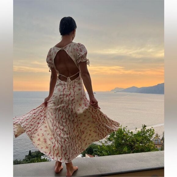 NEW FREE PEOPLE Magdalena Midi Dress In Ivory Combo MSRP $198 Size 6 - Picture 9 of 9